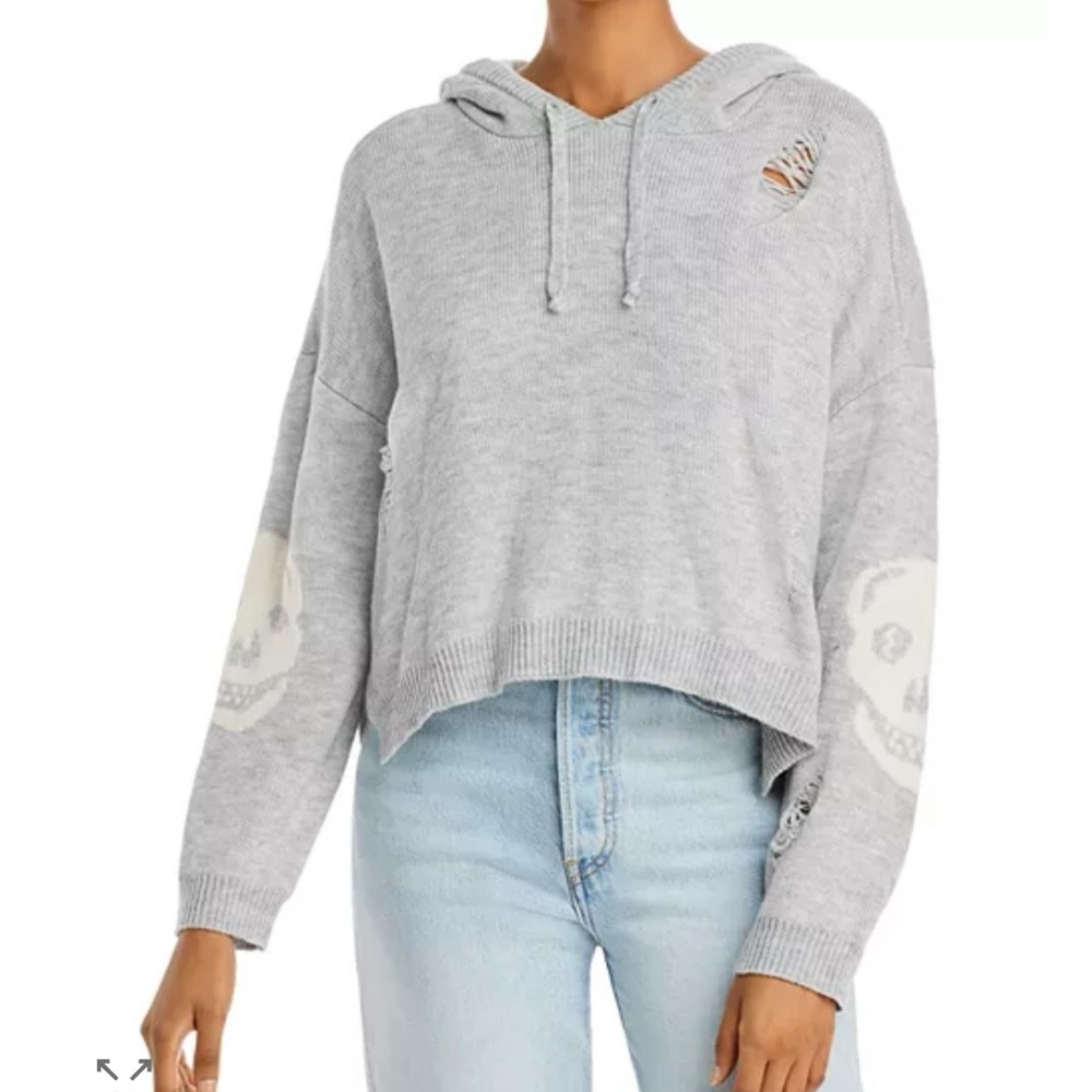 Vintage Havana Reversible Light Gray Hoodie with Skull Accents BRAND NEW